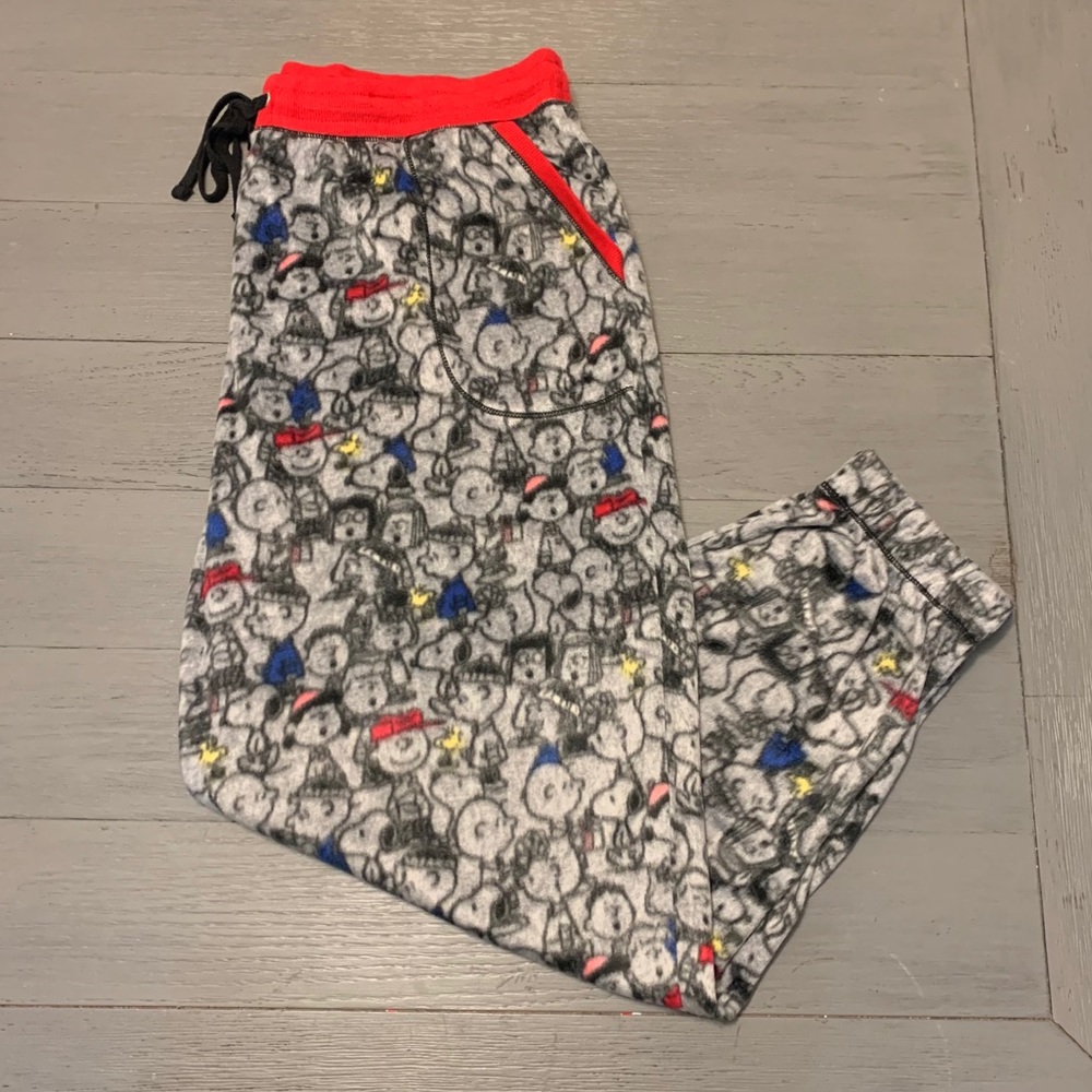 Peanuts Snoopy pajamas pants plush fleece XL